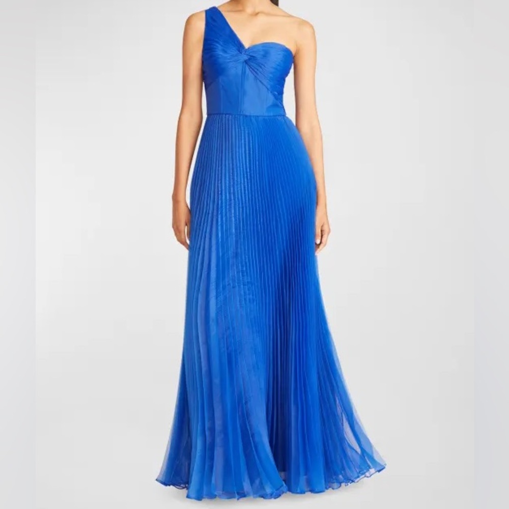 Theia Royal Blue One-Shoulder Gown